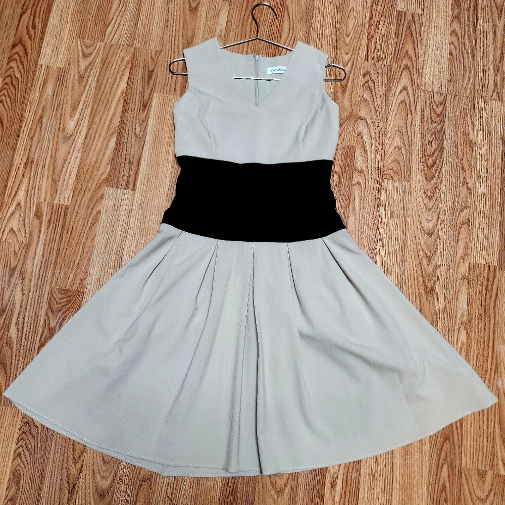 CK Pleated Flared Dress